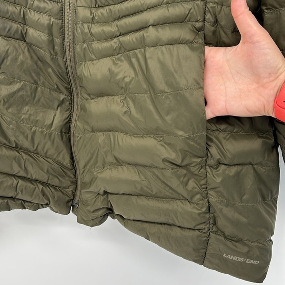 Land’s End Packable Lightweight Full-Zip Down Jacket Hooded Puffer Coat Green 2X - Picture 6 of 14